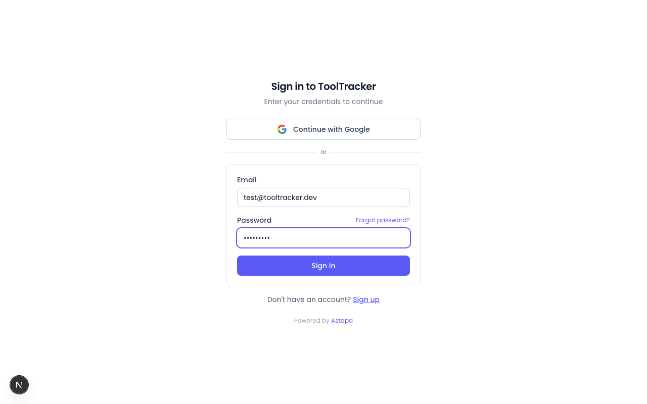 Credentials filled, ready to go